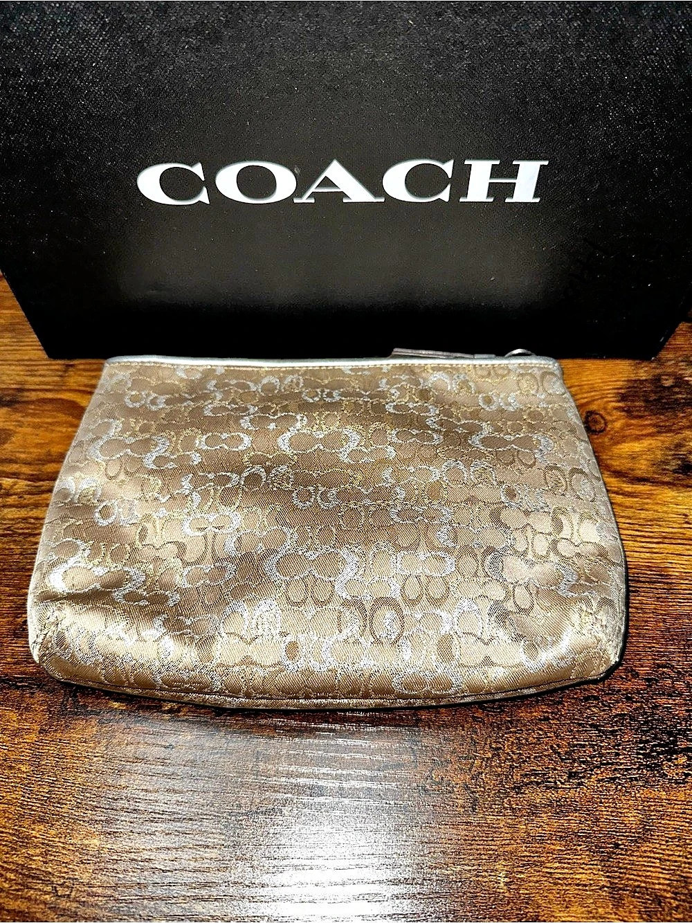 Coach Signature Cosmetic Pouch in Brown Like New